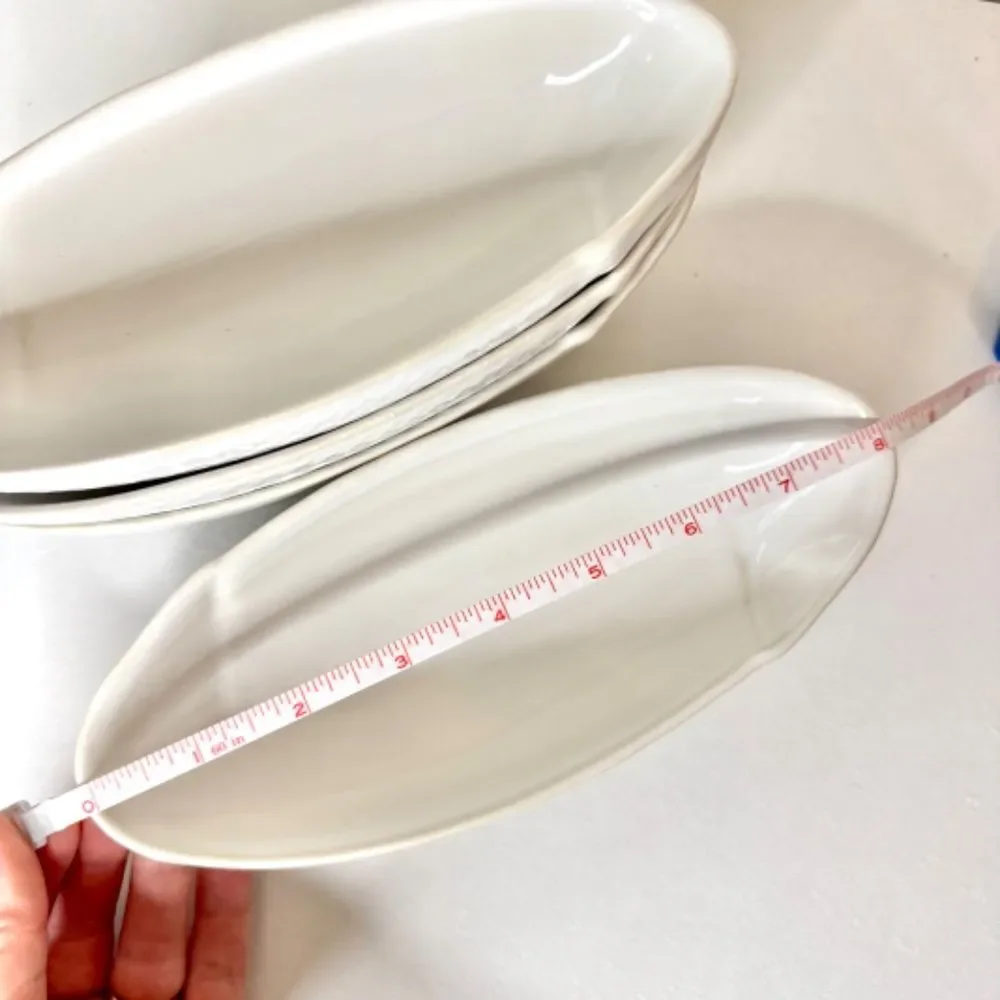 Pottery Barn 8 inch Oval White Basketweave Serving Bowls - Set of 4